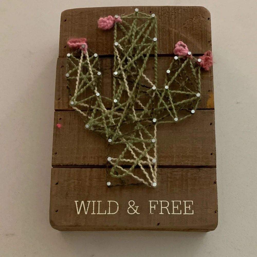 Primitives by Kathy Wooden Plaque cactus nail art new( Dillards) 5 X 7
